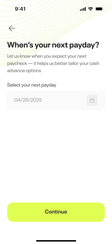 Deposit details screen